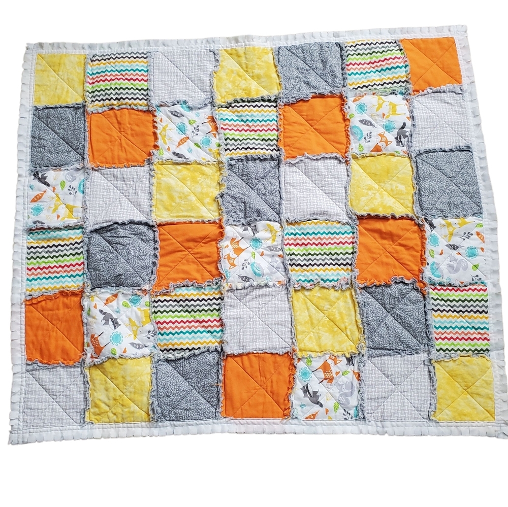 New Homemade Colorful Baby Boy Rag Quilt - Picture 2 of 10